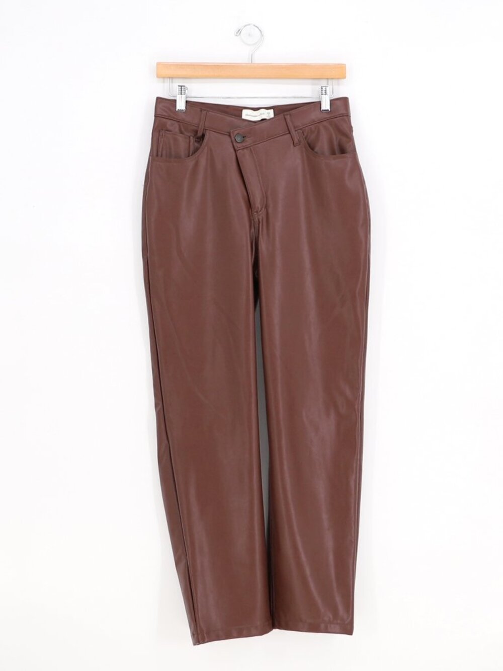 ABERCROMBIE & FITCH Criss-Cross Waist Vegan Leather 90s Straight Pant Size 27